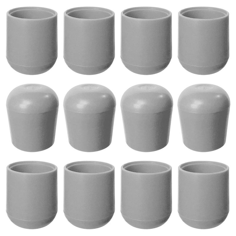 Gluposti Folding Chair Leg Caps Gray 7/8 Inch (12 Pack) - Heavy Duty Nylon Chair End Caps, Non-Marring Round Hardwood Floor Protectors, Compatible Replacement Plugs for Metal and Padded Folding Chairs Tips - Image 1